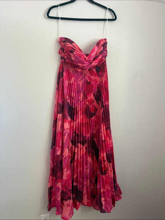 Hello Molly Dresses & Skirts - Hello Molly Strapless Pleated Maxi Dress in Fuchsia and Magenta Floral